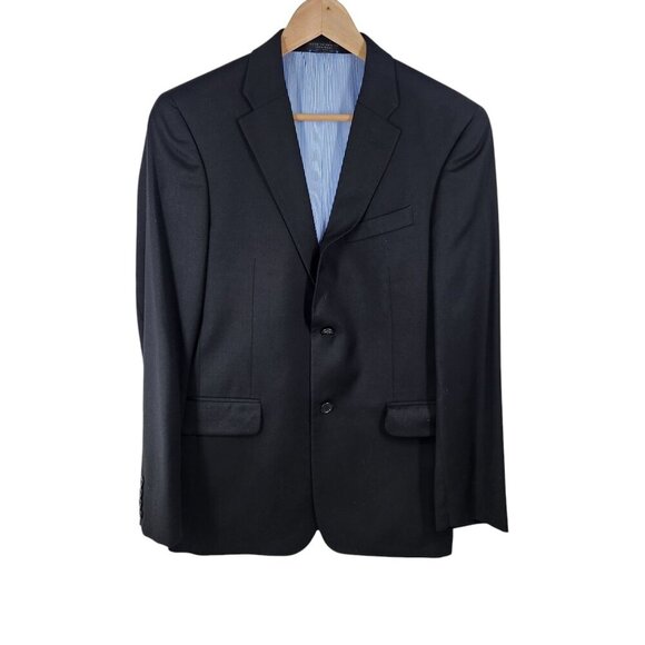 Tommy Hilfiger Mens Wool‎ Suit Jacket Size 38S Regular Black With Blue Striped - Picture 2 of 7